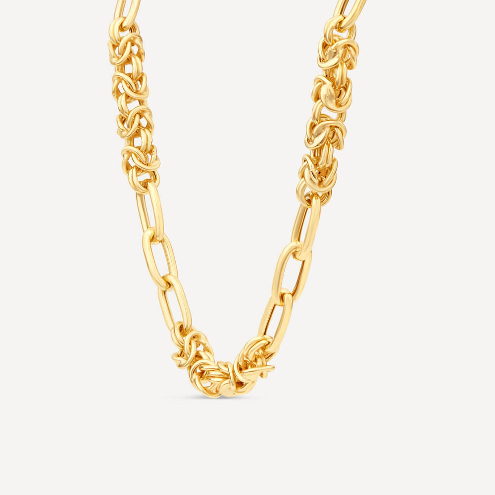Sterling Silver & Yellow Gold Plated Twist & Open Link Necklet image number 1