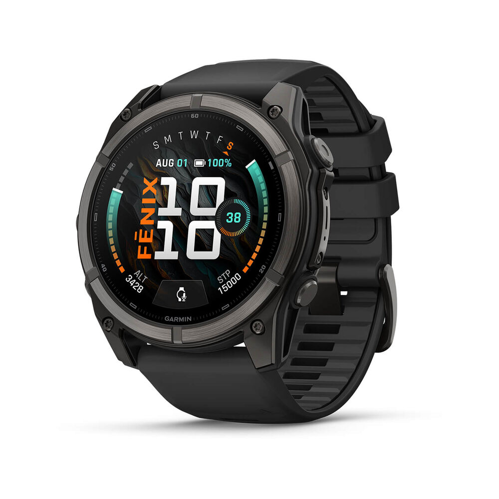 Garmin fenix 9 51mm Carbon Grey DLC Titanium Black Silicone Strap Watch