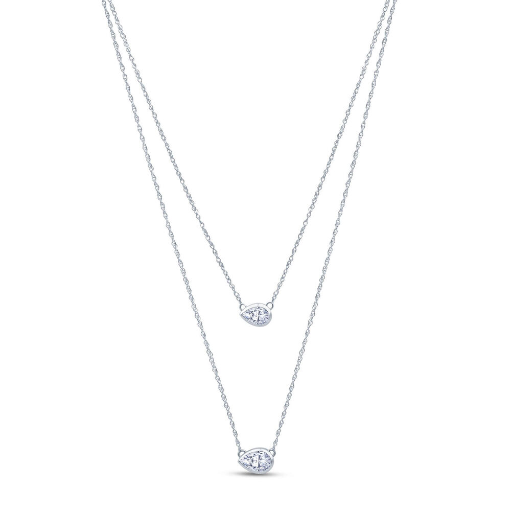 Born Contour 9ct White Gold 0.40ct Pear Lab Grown Diamond Double Necklet