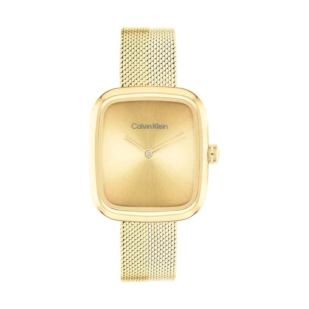 Calvin Klein Adore 30mm Gold Dial Gold Tone Steel Mesh Bracelet Watch image number 0