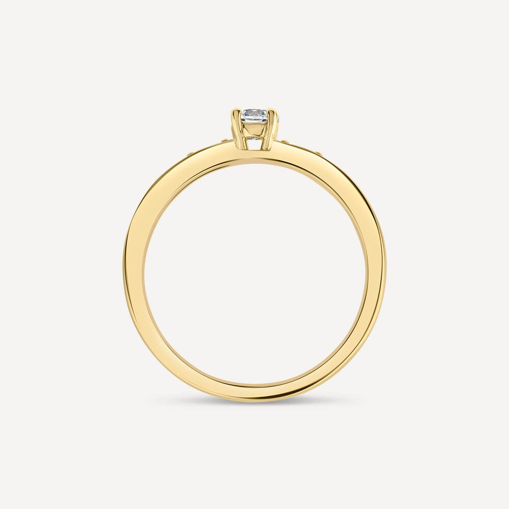 18ct Yellow Gold 0.37ct Solitaire & Baguette Shoulders Diamond Engagement Ring image number 3
