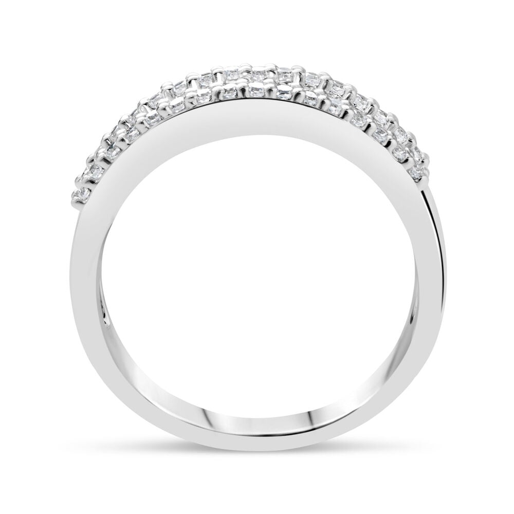 18ct White Gold .45 Carat Diamond Dip Centre Wedding Ring image number 2