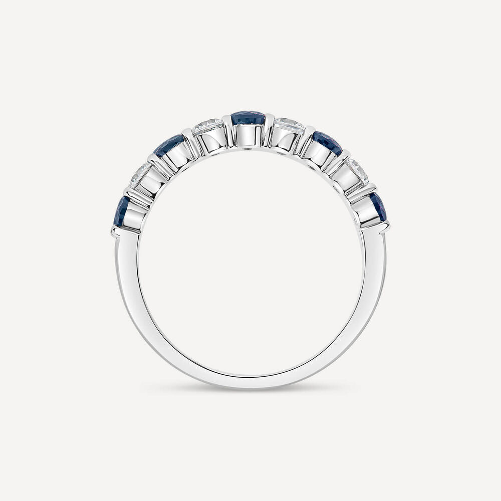 Platinum 9 Stones Sapphire & 0.38ct Diamond Band Ring image number 3