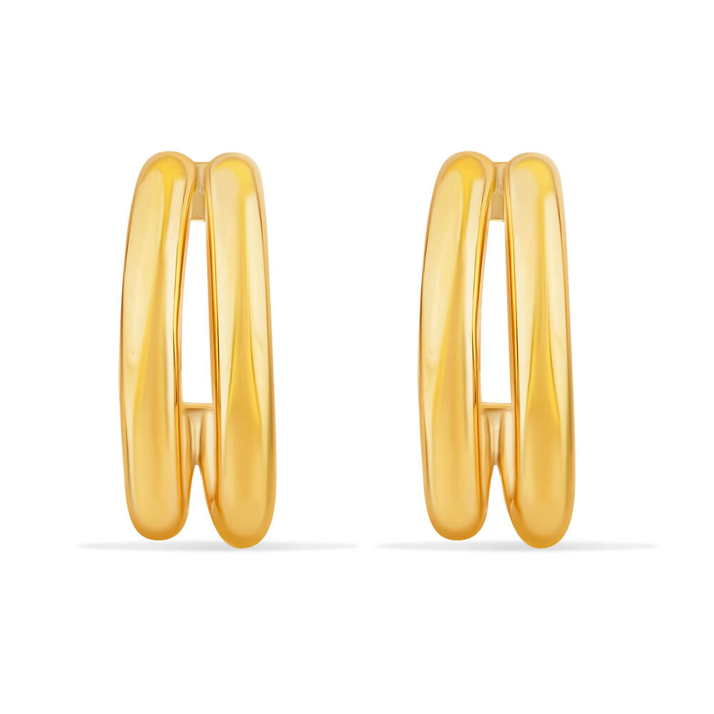 9ct Yellow Gold Double Row Half Hoop Earrings image number 0