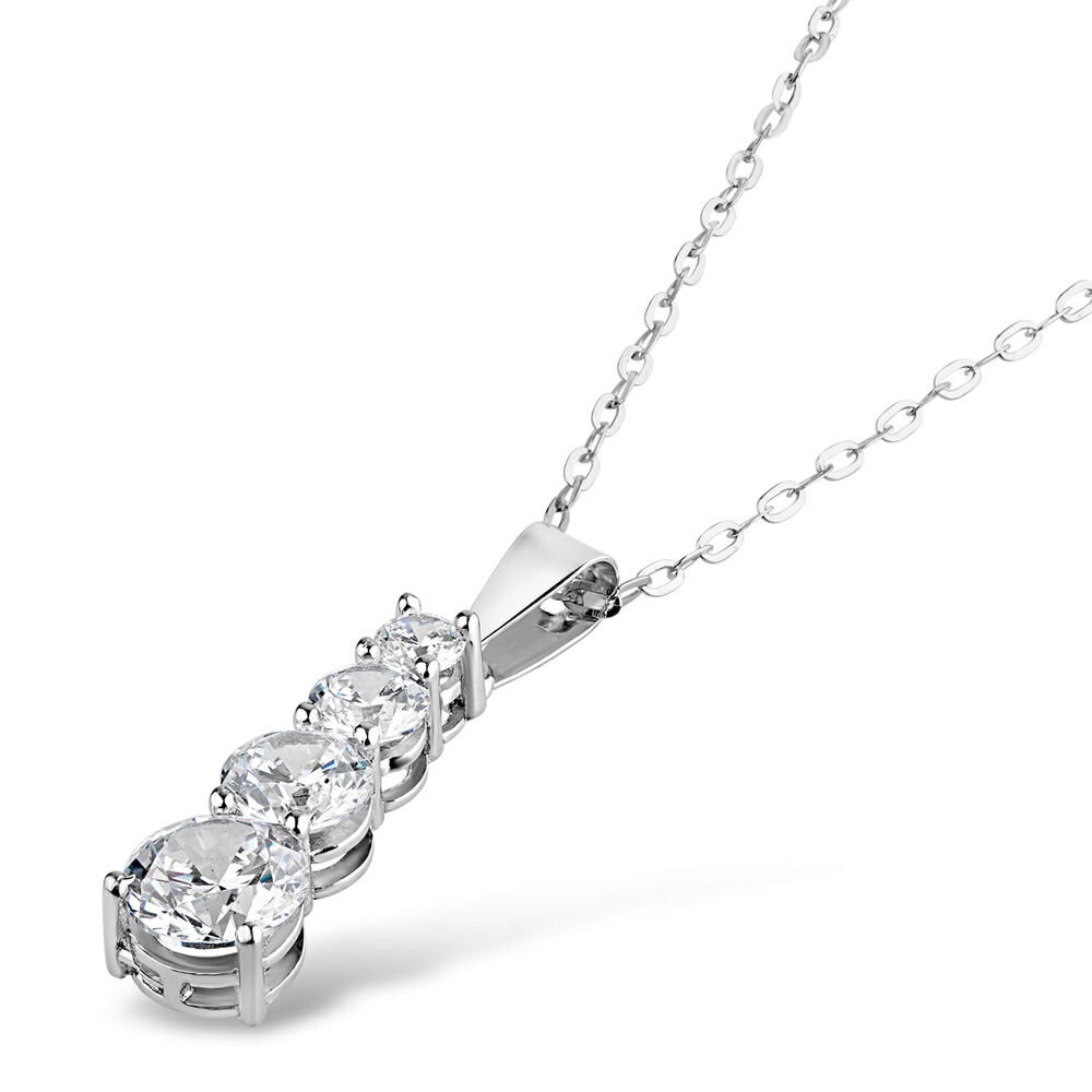 9ct White Gold Cubic Zirconia Pendant (Chain Included) image number 1