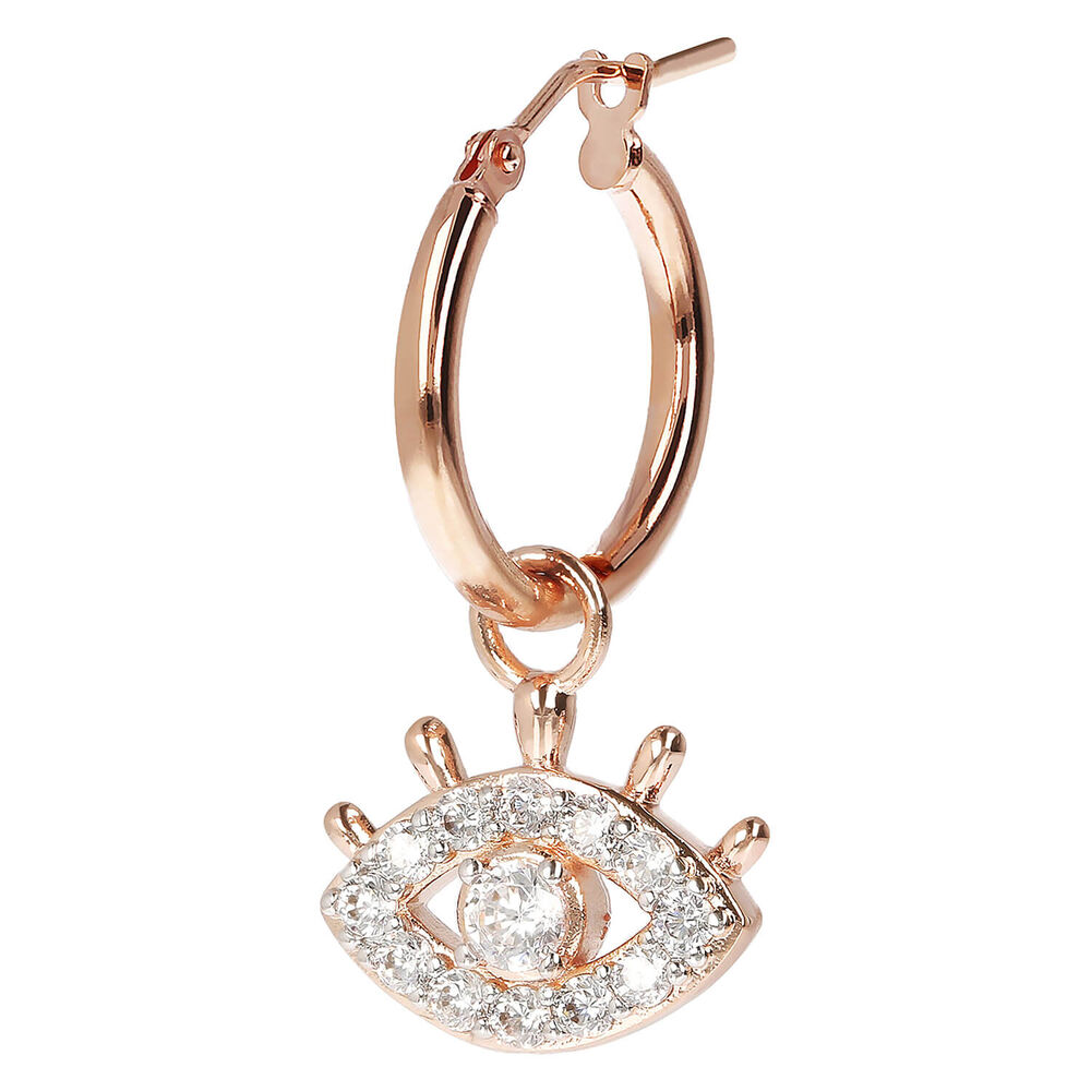 Bronzallure Altissima Collection All Seeing Eye Cubic Zirconia Single Hoop Ladies Earring