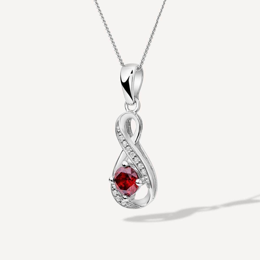 Sterling Silver and Cubic Zirconia January Birthstone Pendant (Chain Included) image number 1