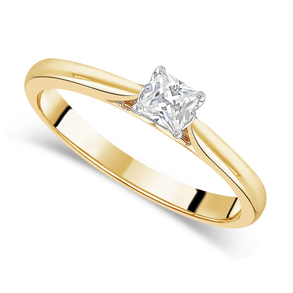 18ct Yellow Gold 0.25ct Princess Diamond Orchid Setting Ring image number 0