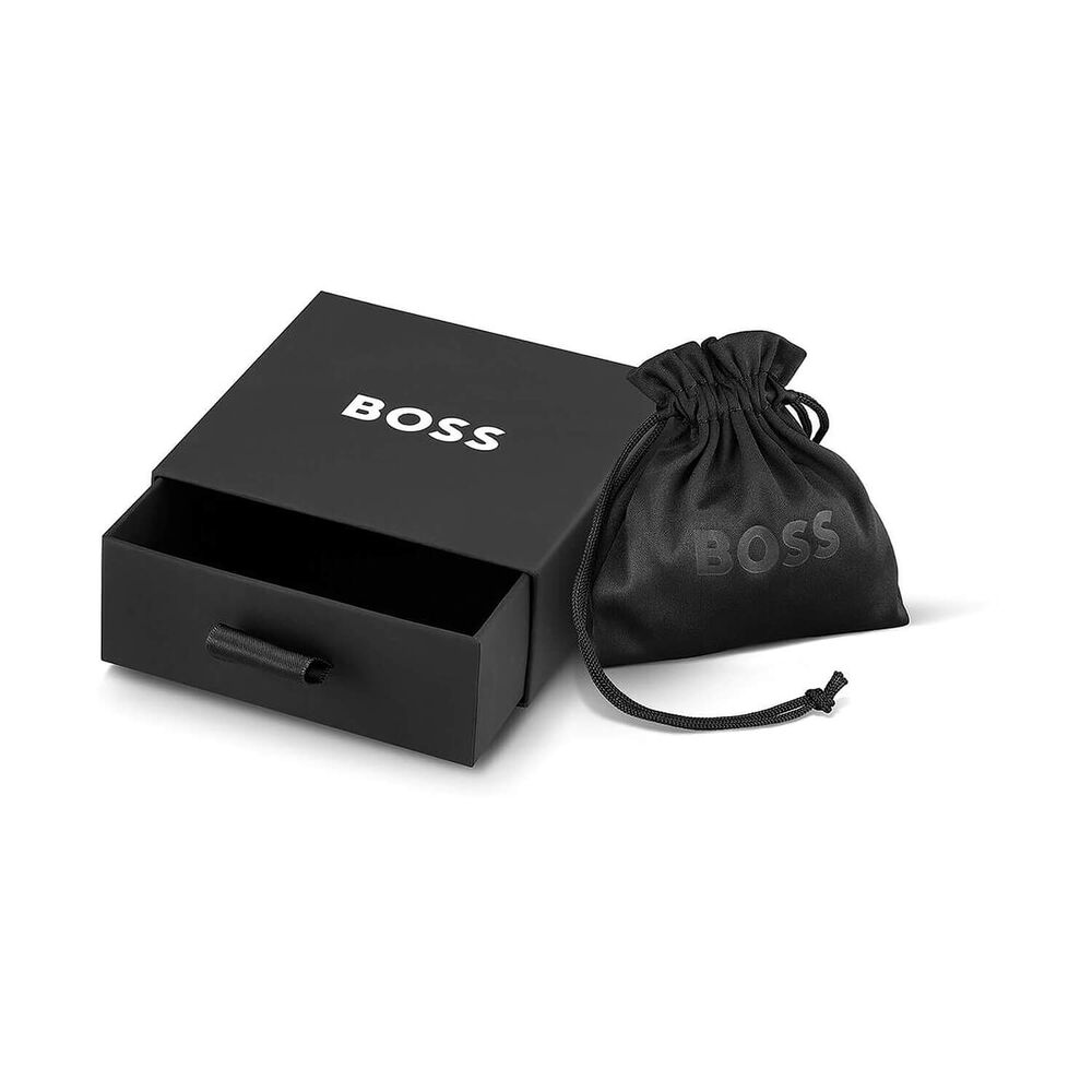 BOSS Black Braided Leather Bracelet