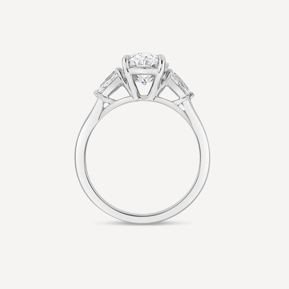 Born Platinum 2.40ct Lab Grown Oval Centre & Pear Sides Diamond Ring