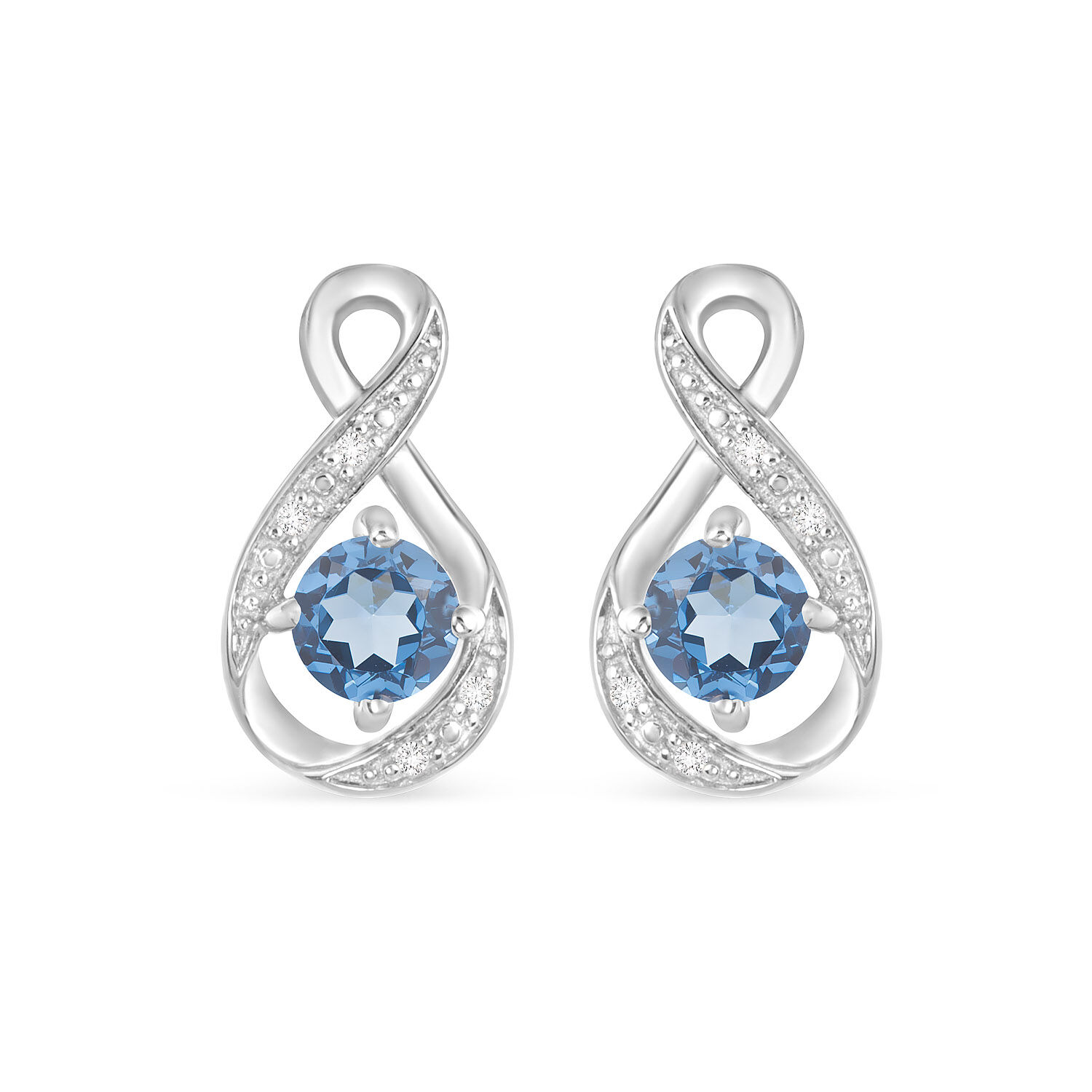 Sterling Silver Cubic Zirconia December Stud Earrings
