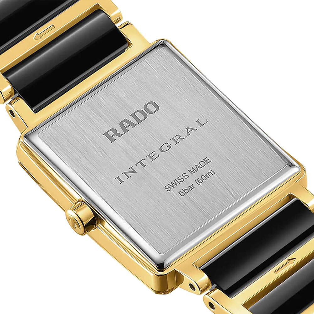 Rado Integral Diamonds 23mm Black Dial Diamond Dots Gold PVD Steel & Ceramic Bracelet Watch
