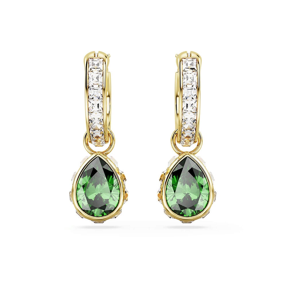 Swarovski Chroma Crystals & Green Cubic Zirconia 18ct Yellow Gold Finished Stud Earrings