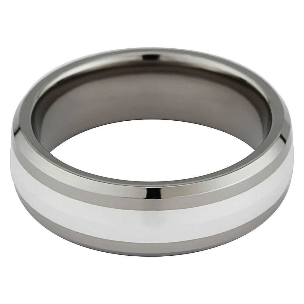 Titanium and Silver 7mm Wedding Ring