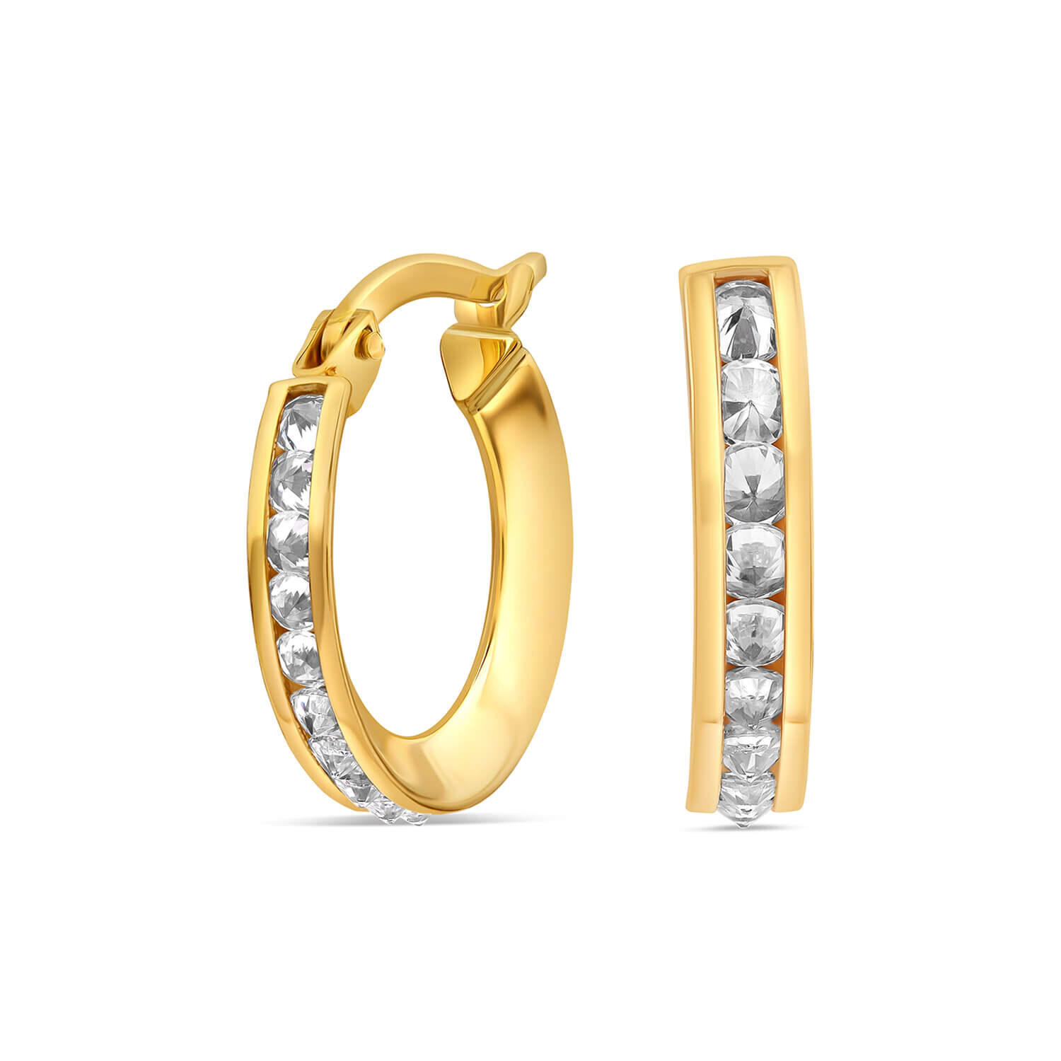 Cubic zirconia hoop earrings yellow gold top