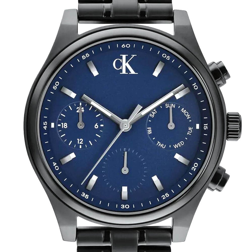 Calvin Klein Modern Vintage 38mm Navy Blue Dial Grey IP Stainless Steel Bracelet Watch