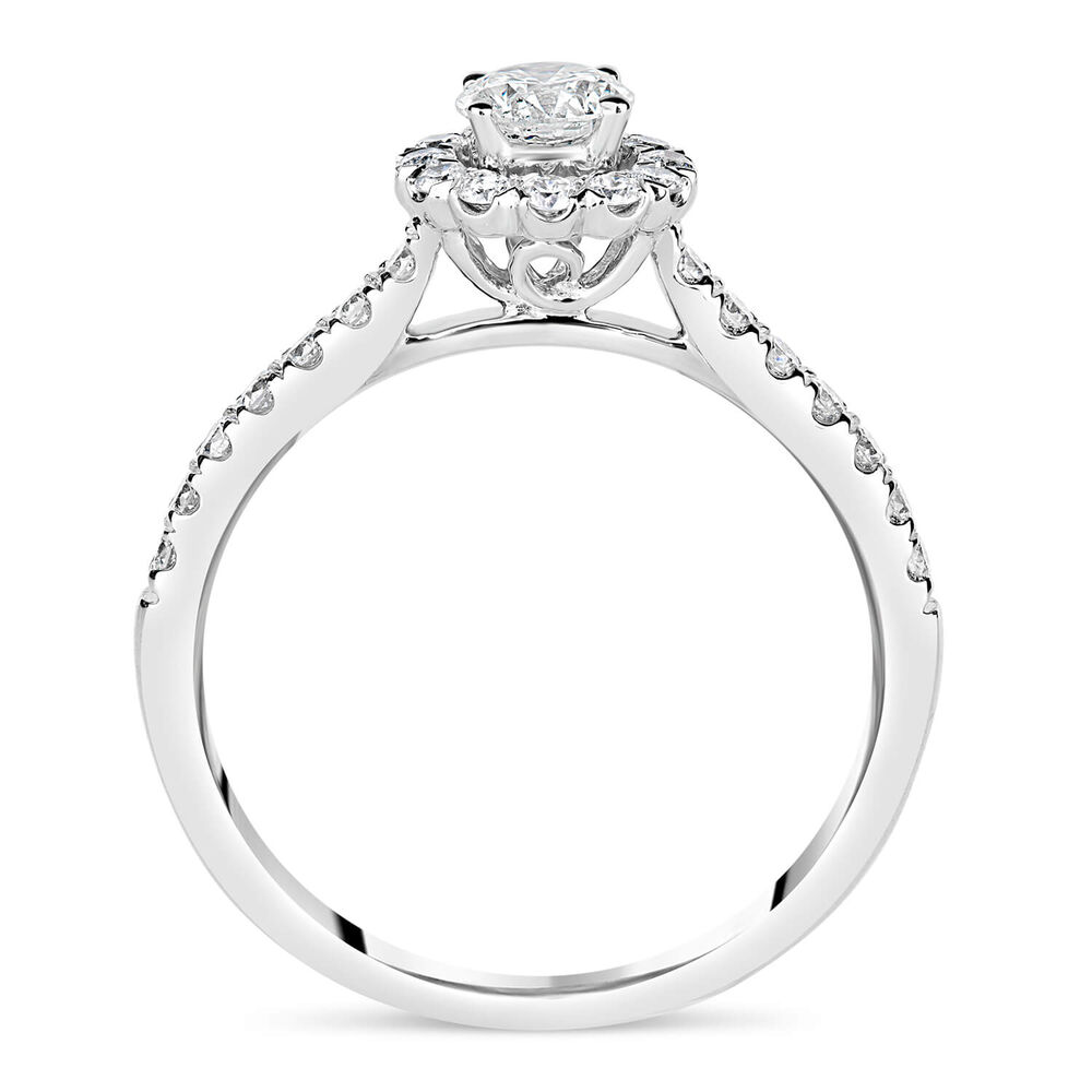 18ct White Gold 0.66ct Diamond Halo Shoulder-Set Ring image number 2
