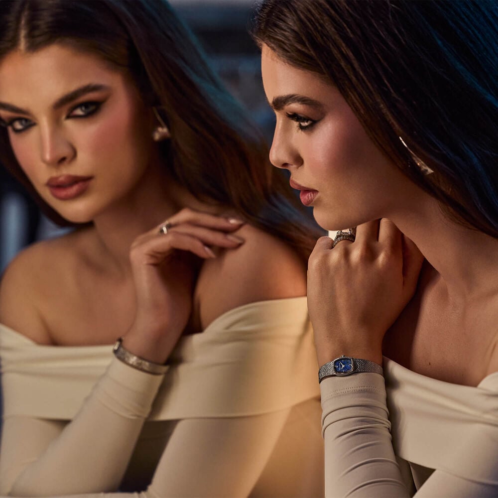 Bulova Goddess of Time 17mm Blue Sodalite Dial Steel Mesh Bracelet Watch image number 7