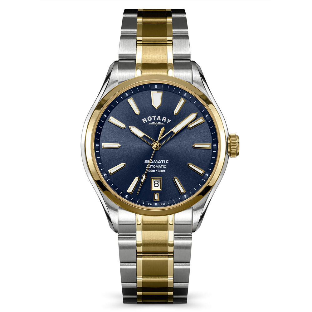 Rotary Seamatic 100 40mm Blue Dial Silver & Gold Plated Stainless Steel Bracelet Watch