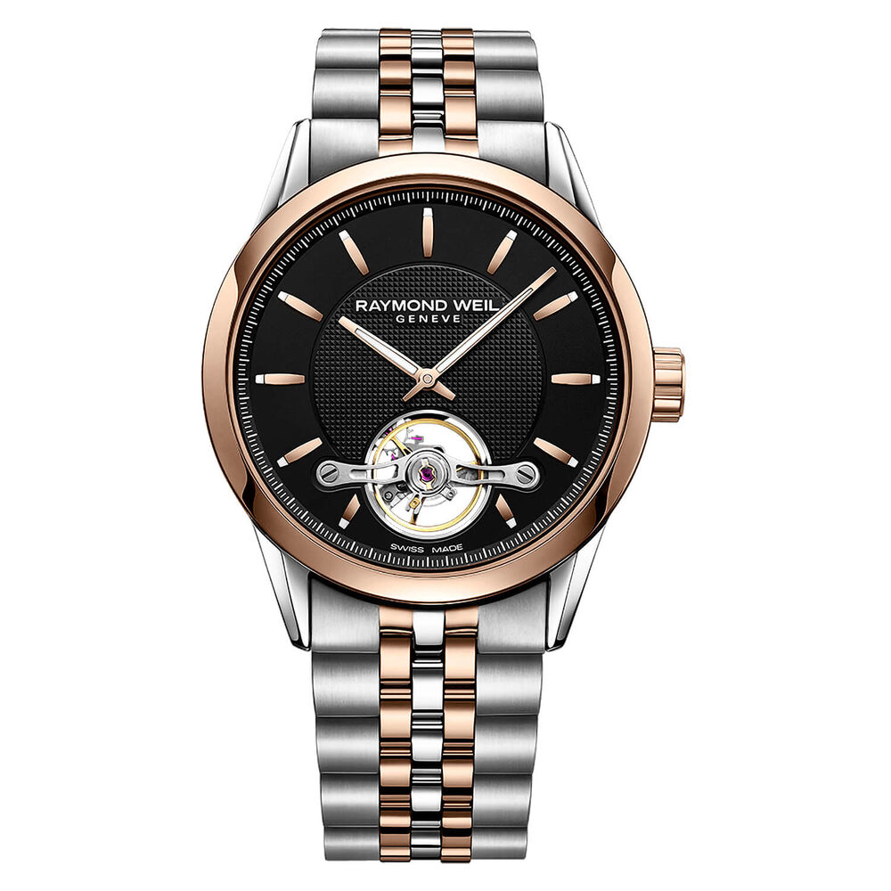 Raymond Weil Freelancer Automatic Black And Rose Dial Two Tone Bracelet Watch image number 0