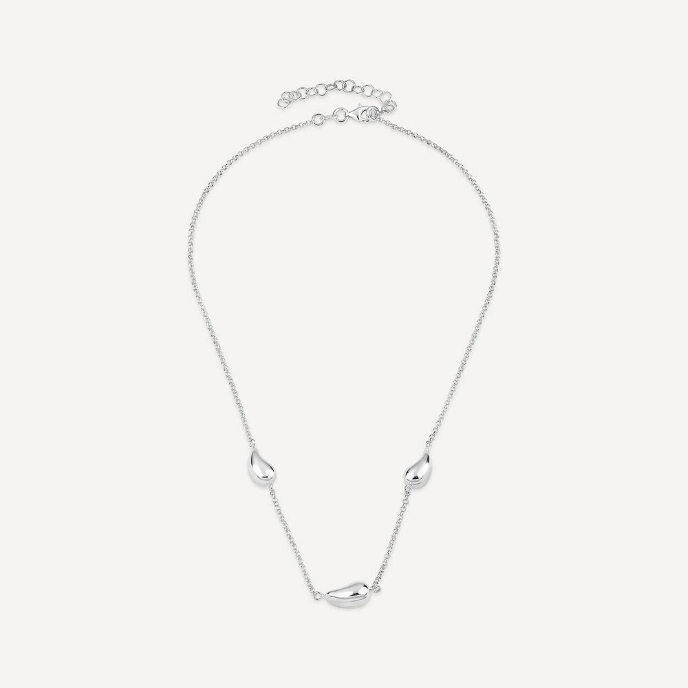 Sterling Silver Teardrop Station Necklet
