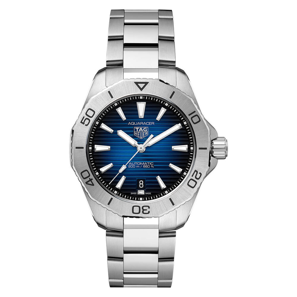 TAG Heuer Aquaracer Professional 200 Date 40mm Blue Smokey Dial Steel Bracelet Watch image number 0