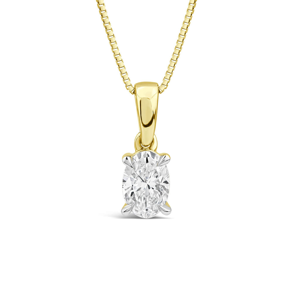 18ct Yellow Gold Lab Grown 0.33ct Oval Diamond Pendant