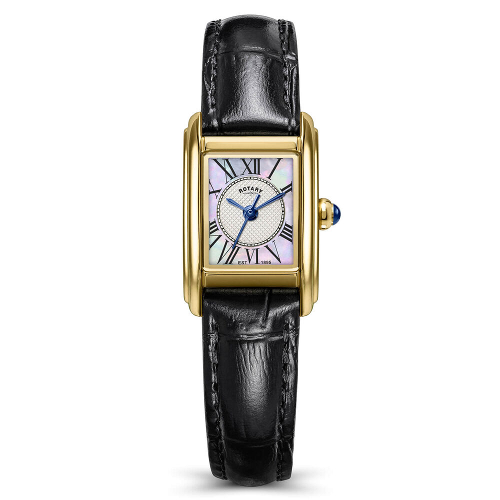 Rotary Heritage Astoria 17x19mm Mother Of Pearl Dial Black Leather Strap Watch