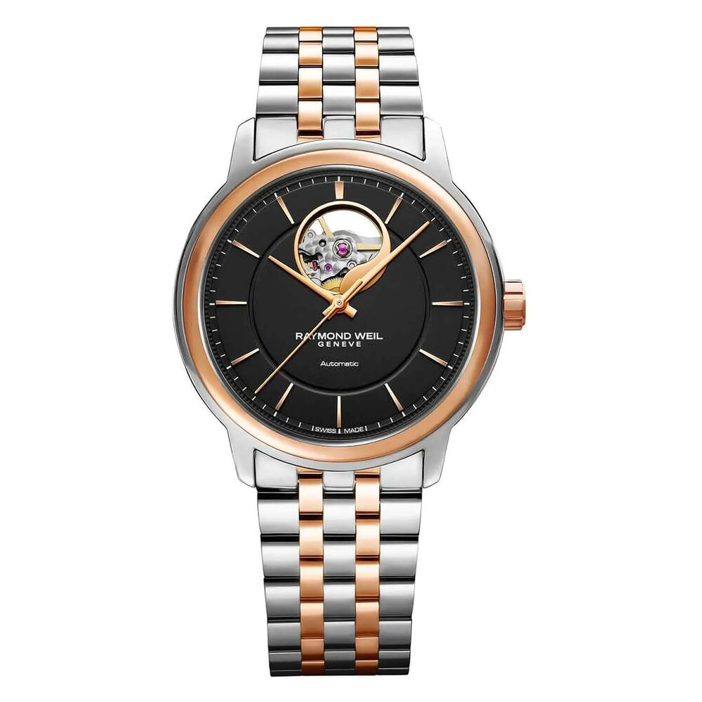 Raymond Weil Maestro 40mm Automatic Black Dial Rose Gold PVD Case Bracelet Watch