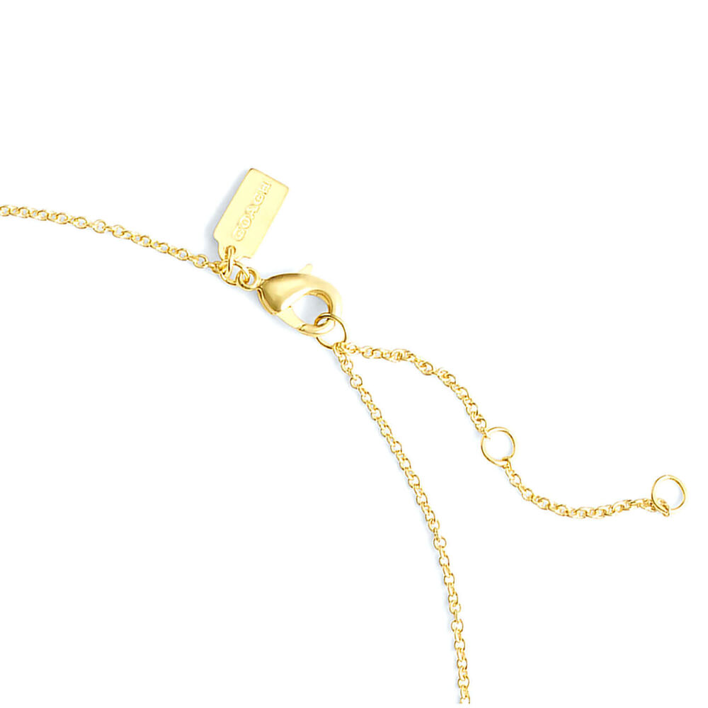 Coach Signature Gold Tone Brass Crystal Necklace & Earrings Set