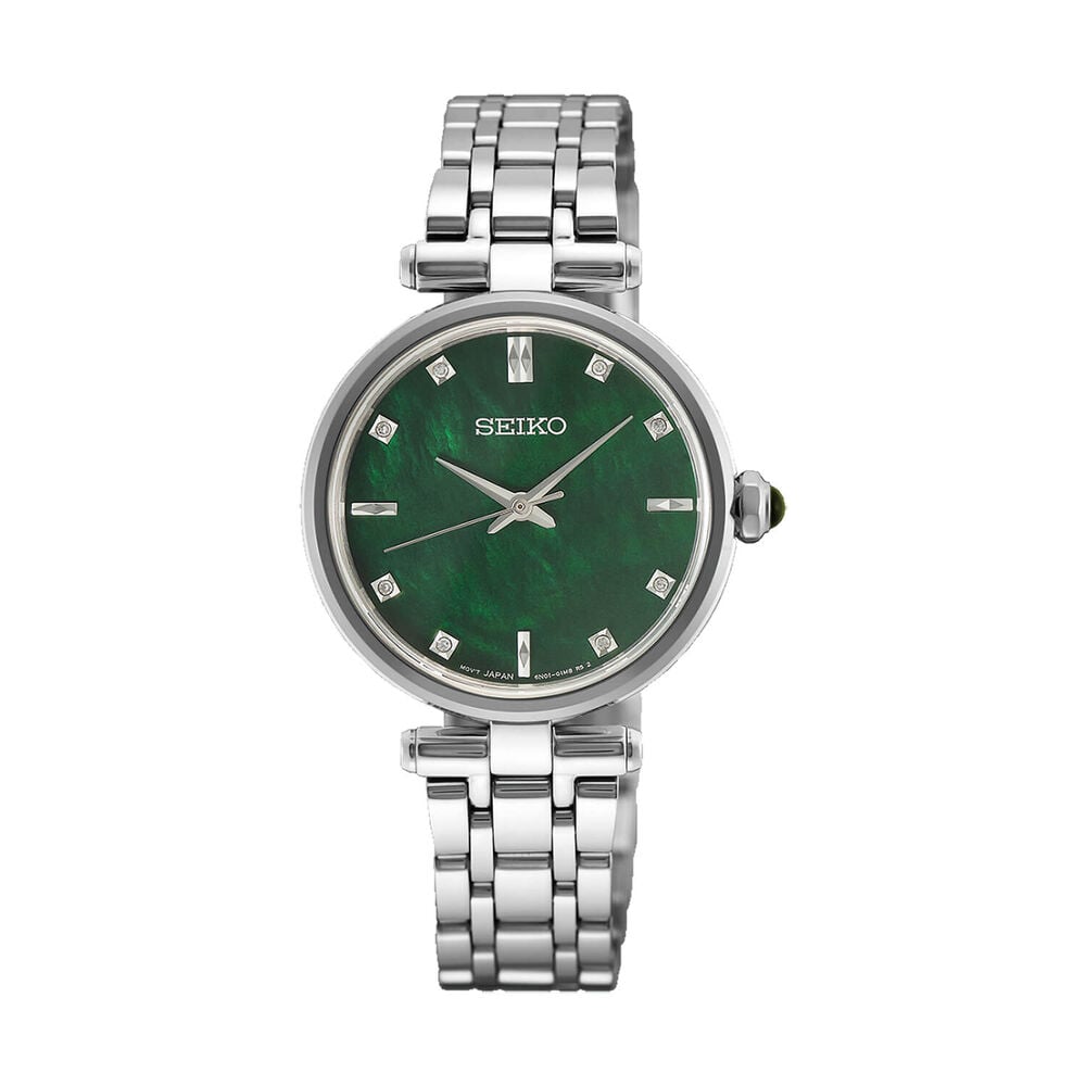 Seiko 29mm Green Dial Stainless Steel Bracelet Watch