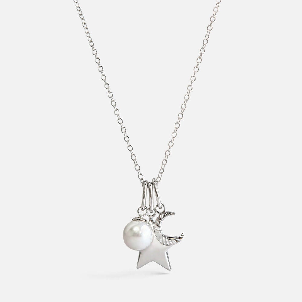 Sterling Silver Star & Moon & Pearl Pendant