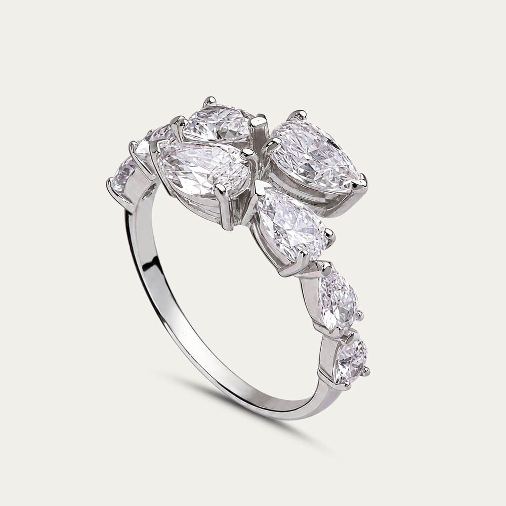 Sterling Silver Multiple Pear Cubic Zirconia Ring