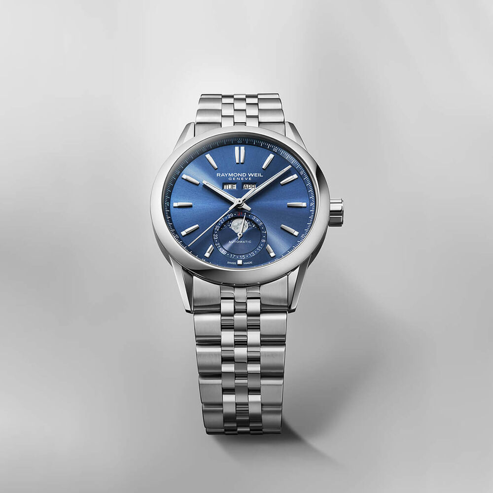 Raymond Weil Freelancer Complete Calendar 40mm Blue Sunray Dial Stainless Steel Bracelet Watch image number 1