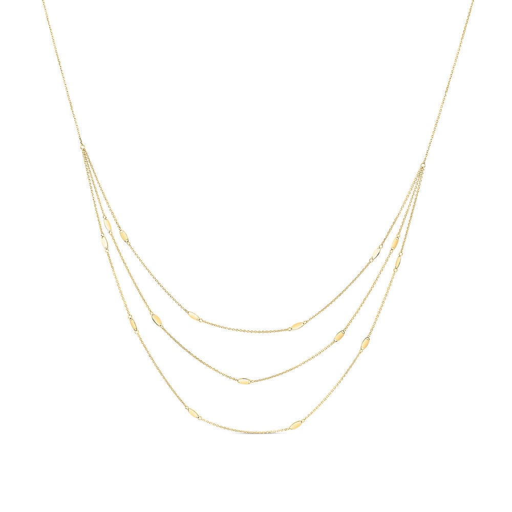 9ct Yellow Gold Three Strand Oval Polished Discs Necklet image number 0