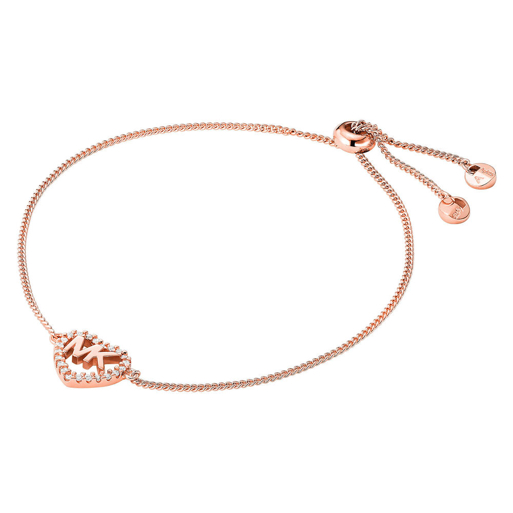 Michael Kors Rose Gold-Plated Silver Heart Logo Bracelet