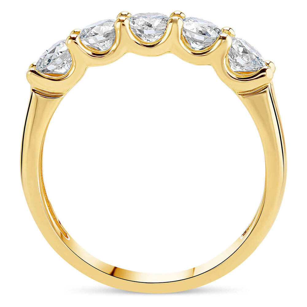 18ct Yellow Gold 5 Round Cut Diamond Stones 0.92ct Ring image number 2