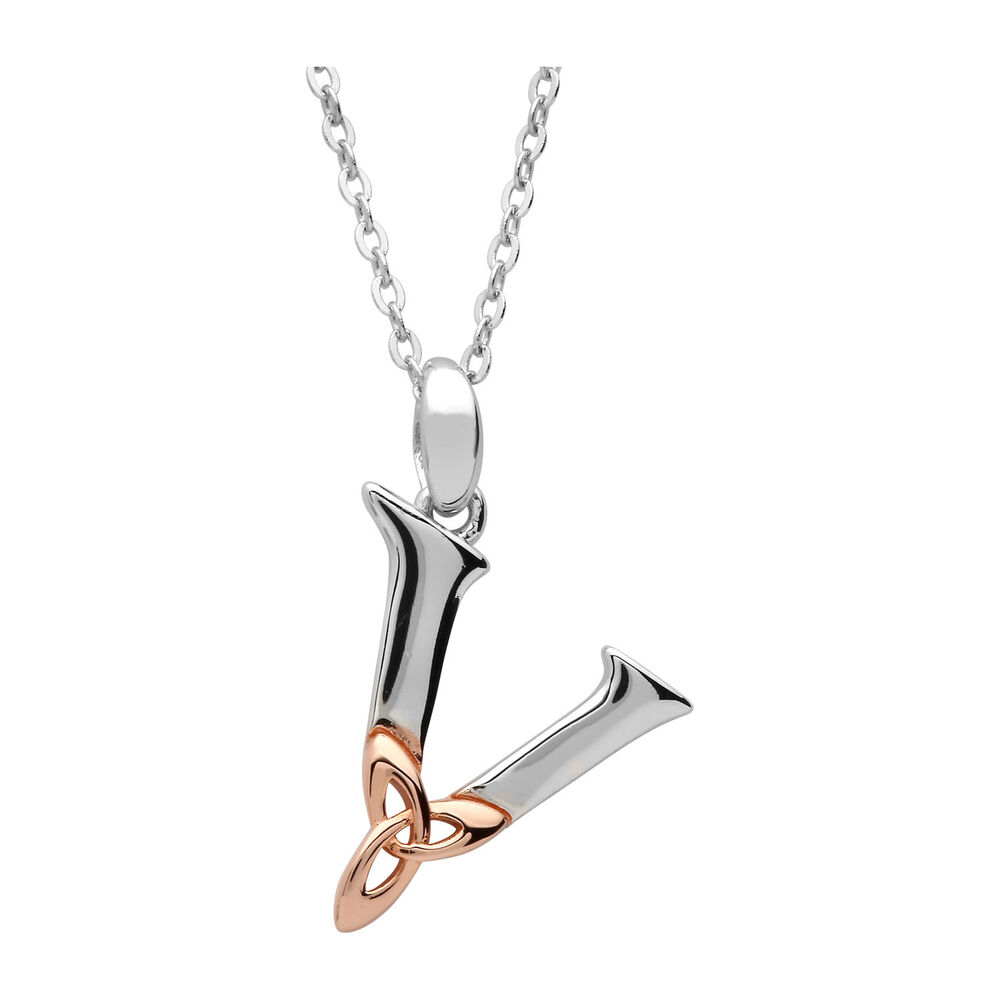 Sterling Silver Celtic 'V' Initial Pendant image number 0
