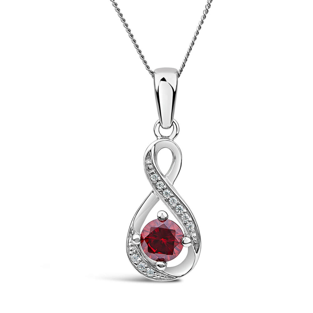 Sterling Silver and Cubic Zirconia January Birthstone Pendant (Chain Included) image number 0