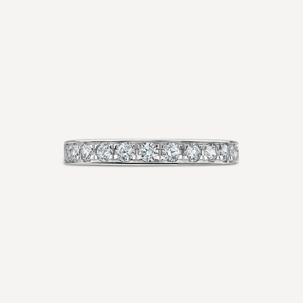 Platinum 3mm 0.50ct Diamond Pave Wedding Ring image number 1