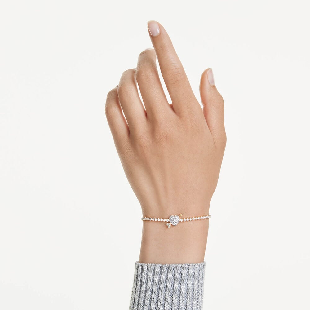 Swarovski Idyllia Cubic Zirconia 18ct Gold Finished Heart With Arrow Bracelet