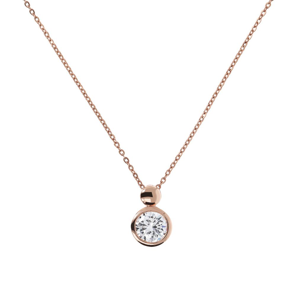 Bronzallure 18ct Rose Gold Plated Cubic Zirconia Necklace