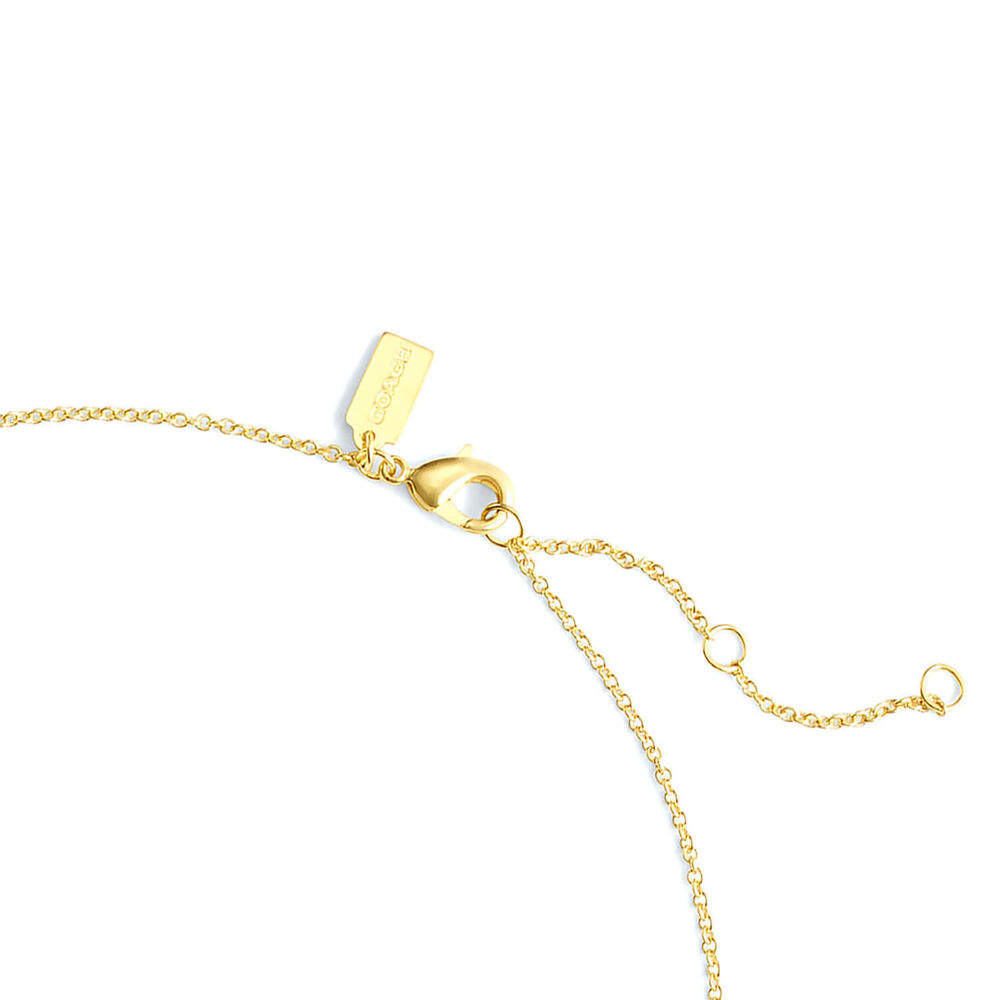 Coach Signature Gold Tone Brass Pearl Necklace & Earrings Set