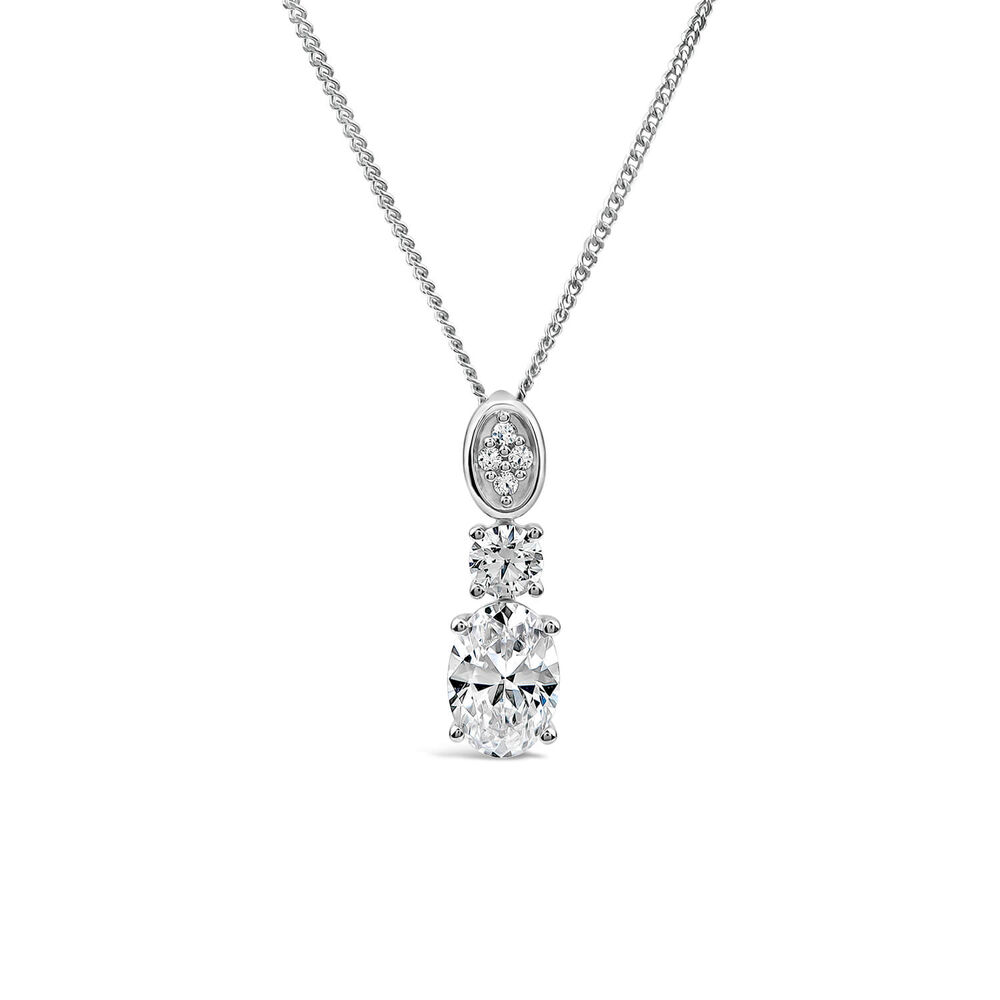 9ct White Gold Three Stone Cubic Zirconia Pendant