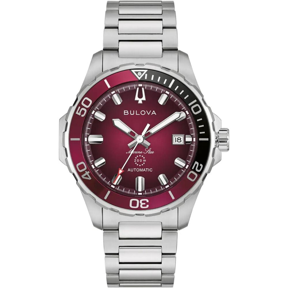 Bulova Marine Star 41mm Red Dial Stainless Steel Bracelet Watch