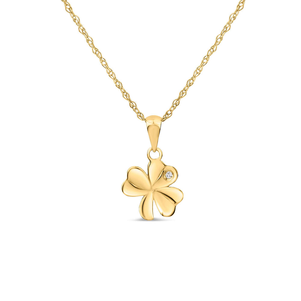 9ct Yellow Gold Cubic Zirconia Shamrock Pendant