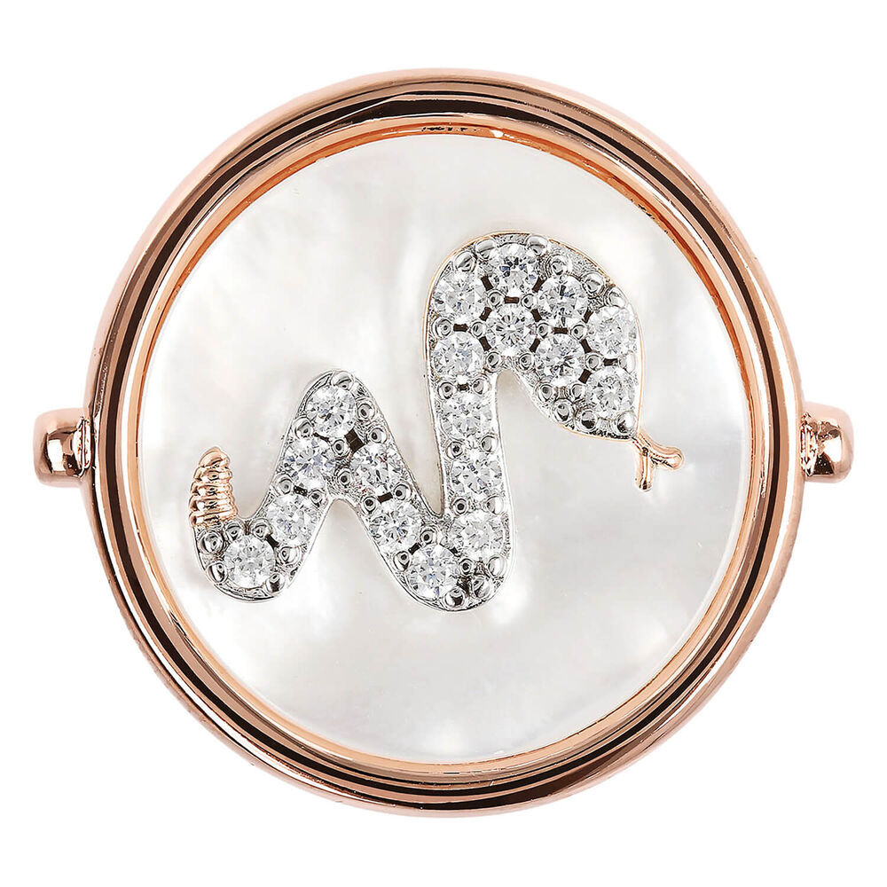 Bronzallure Alba Collection Cubic Zirconia Snake Mother Of Pearl Ring