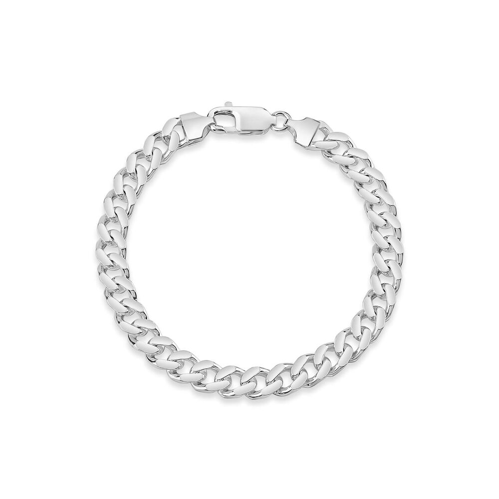 Sterling Silver Square Curbed Men's Bracelet image number 0