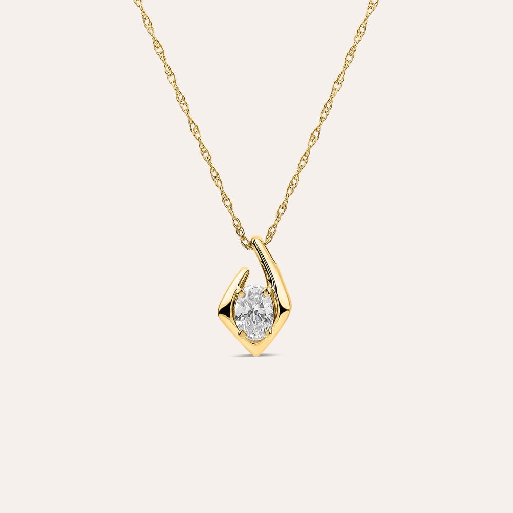 Born Kissed with Diamonds 9ct Yellow Gold Lab Grown 0.20ct Oval Diamond Split Shaped Pendant