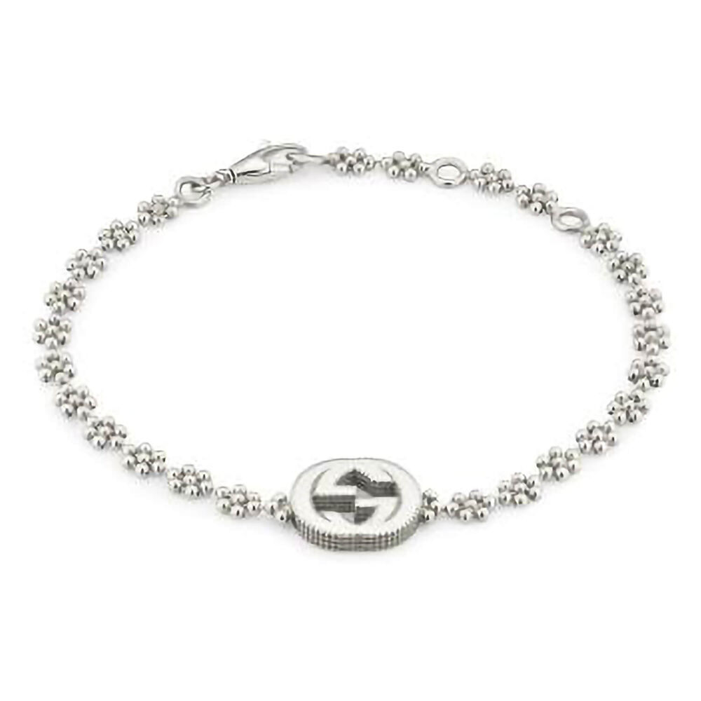 Gucci Interlocking G Sterling Silver Flower Small Link Bracelet (Size Adjustable)